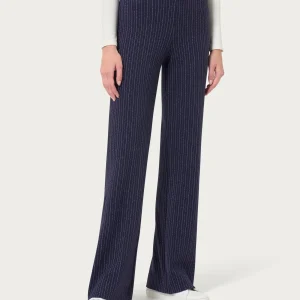 Pantalone gessato ampio in tessuto Eco Jacquard - Fant.Bleu