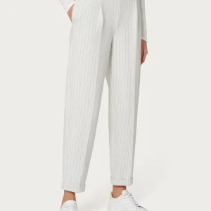 Pantalone a carota gessato con tasche e pinces in tessuto Eco Jacquard - Fant.Argento Mel.