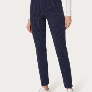 Pantalone gessato a sigaretta in tessuto Eco Jacquard - Fant.Bleu