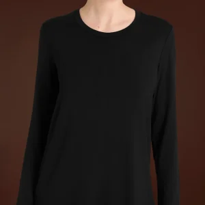 Maglietta girocollo in Eco Viscosa - Nero