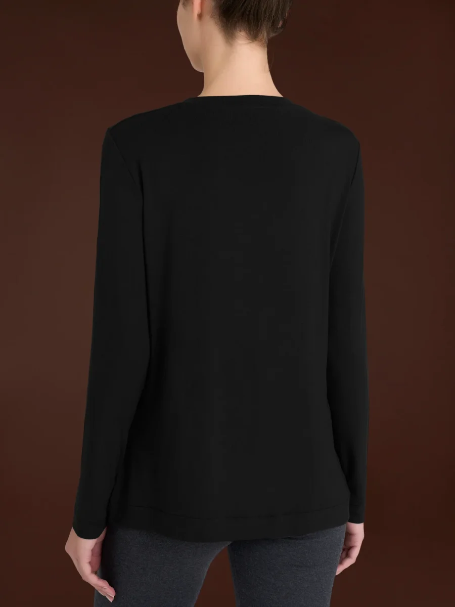 Maglietta girocollo in Eco Viscosa - Nero - immagine 3