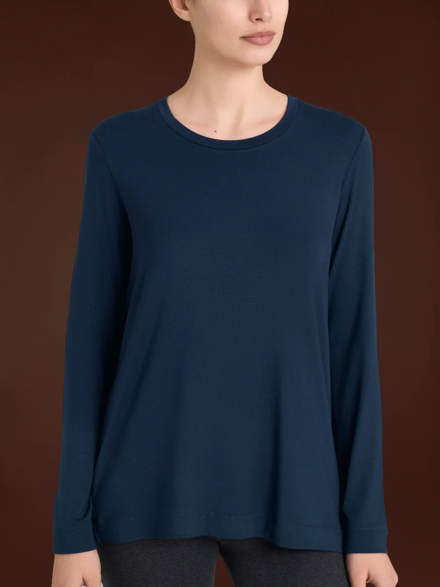 Maglietta girocollo in Eco Viscosa - Bleu