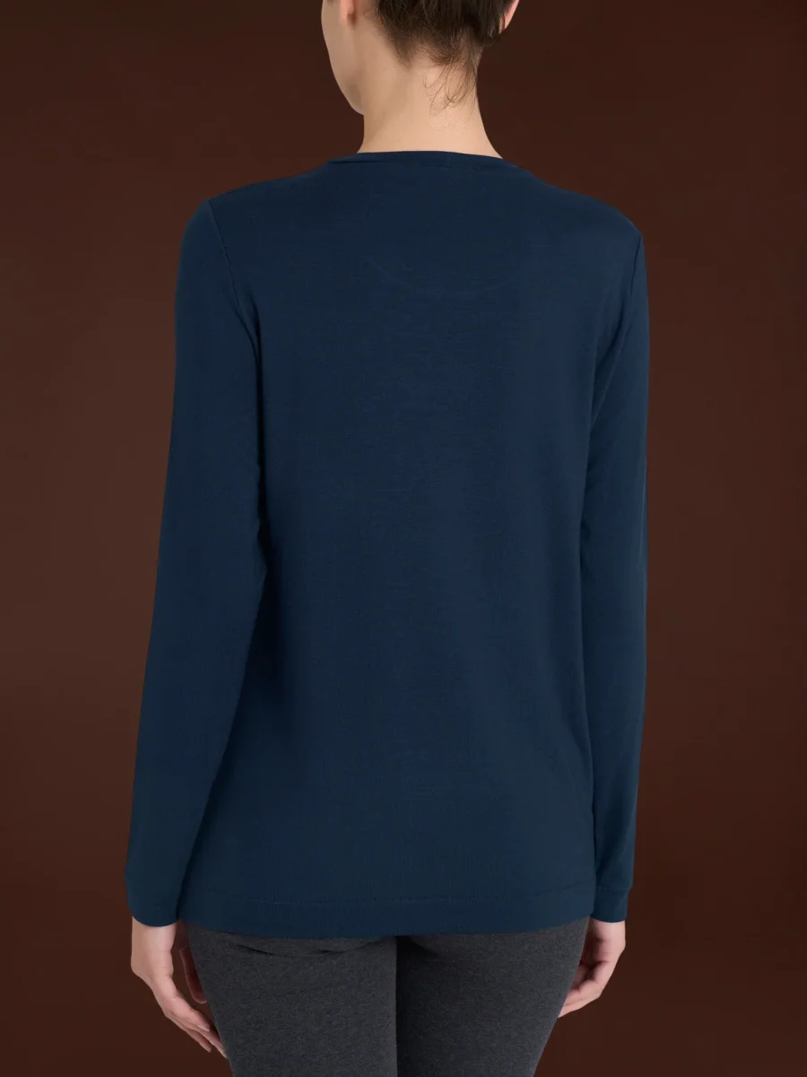 Maglietta girocollo in Eco Viscosa - Bleu - immagine 3