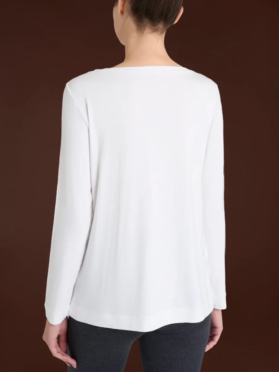 Maglietta con collo a barchetta in Eco Viscosa - Rust - immagine 4