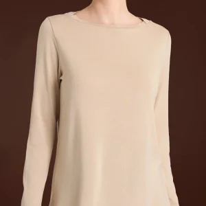 Maglietta con collo a barchetta in Eco Viscosa - Irish Cream