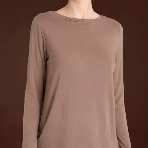 Maglietta con collo a barchetta in Eco Viscosa - Pine Bark