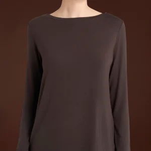 Maglietta con collo a barchetta in Eco Viscosa - Chocolate Torte