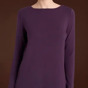 Maglietta con collo a barchetta in Eco Viscosa - Plum Perfect