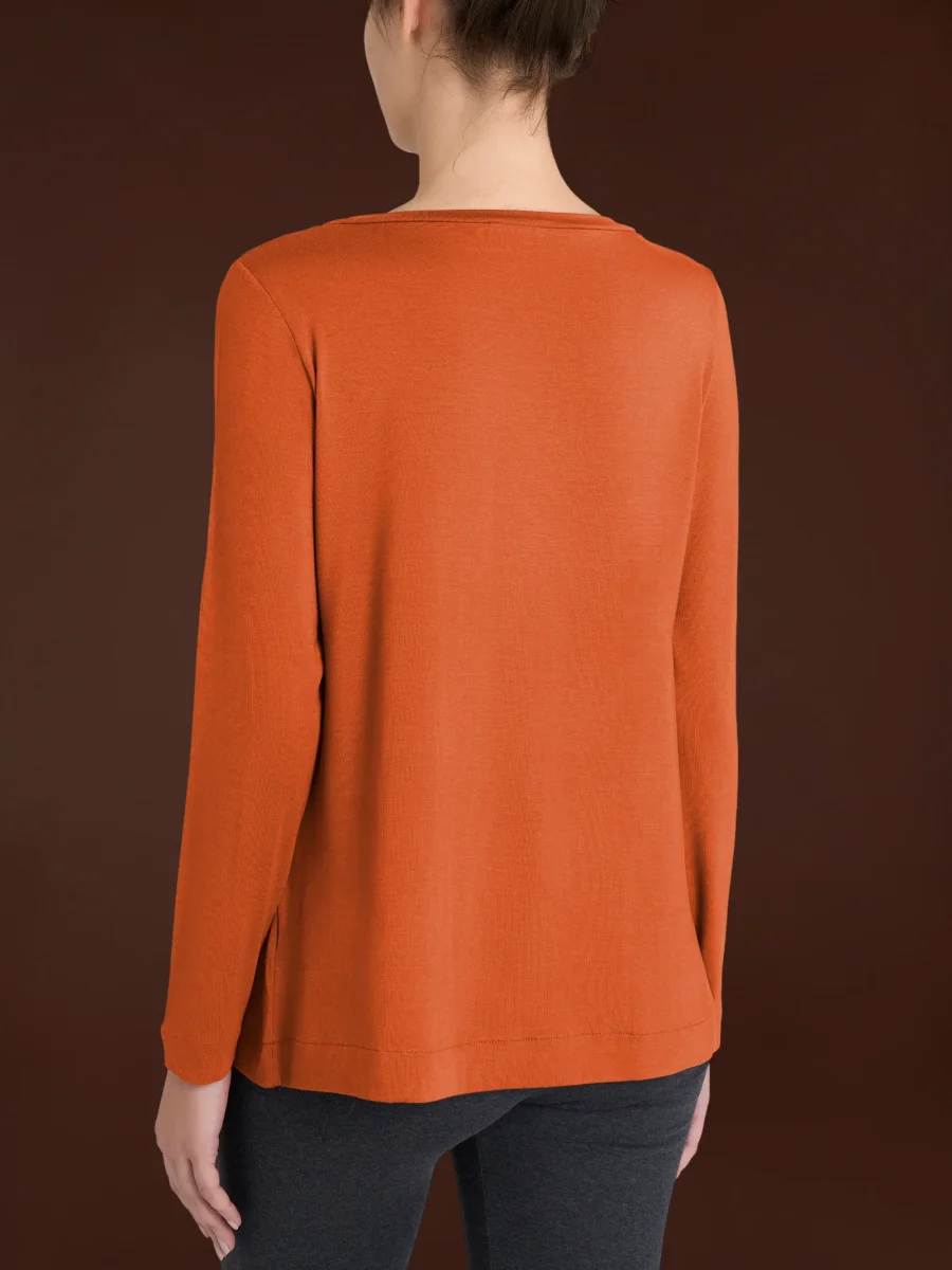 Maglietta con collo a barchetta in Eco Viscosa - Rust - immagine 3