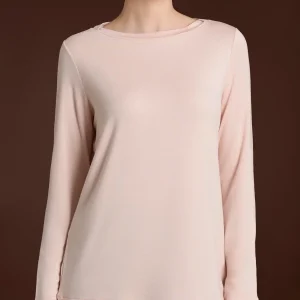 Maglietta con collo a barchetta in Eco Viscosa - Cameo Rose