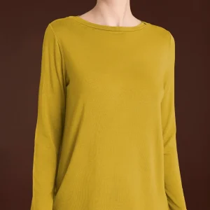 Maglietta con collo a barchetta in Eco Viscosa - Oil Yellow