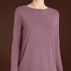 Maglietta con collo a barchetta in Eco Viscosa - Lilas