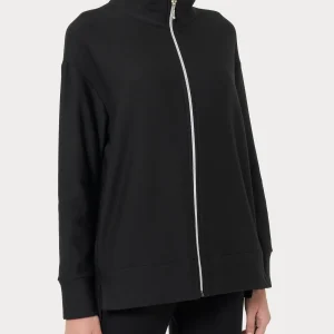 Felpa con zip in Eco techno Fleece - Nero