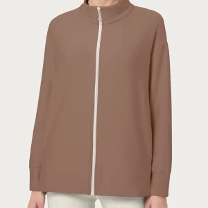 Felpa con zip in Eco techno Fleece - Pine Bark