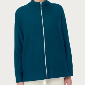 Felpa con zip in Eco techno Fleece - Reflecting Pond