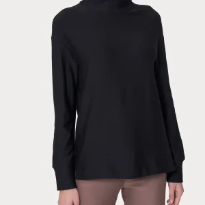 Felpa con collo alto in Eco techno Fleece - Nero