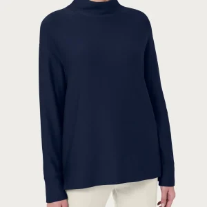 Felpa con collo alto in Eco techno Fleece - Bleu