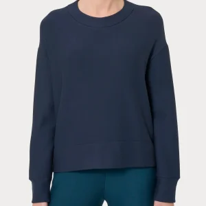 Felpa girocollo corta in Eco techno Fleece - Bleu