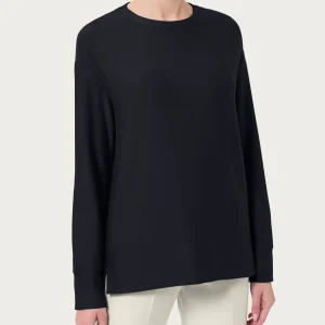 Felpa con collo a barchetta in Eco techno Fleece - Nero