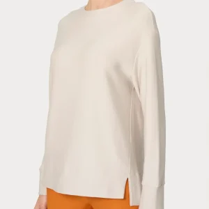 Felpa con collo a barchetta in Eco techno Fleece - Champignon