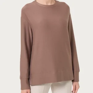 Felpa con collo a barchetta in Eco techno Fleece - Pine Bark