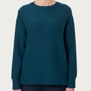 Felpa con collo a barchetta in Eco techno Fleece - Reflecting Pond