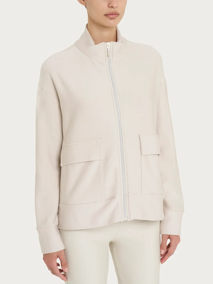 Giacca con zip in Eco techno Fleece - Champignon - immagine 2