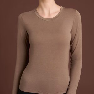 Maglietta girocollo in filato Tenderwool - Visone