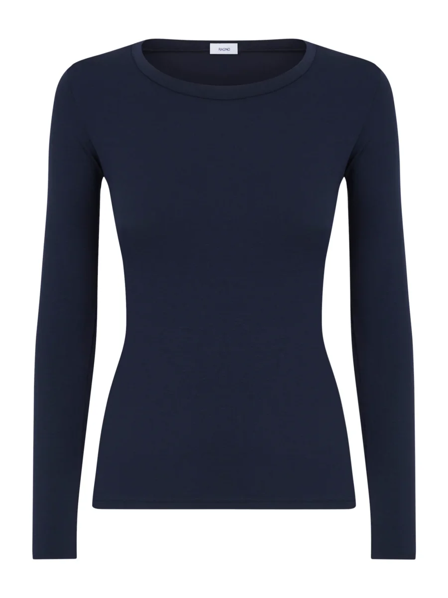 Maglietta girocollo in filato Tenderwool - Bleu - immagine 2