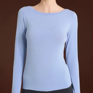 Maglietta con collo a barchetta in filato Tenderwool - Fluorite