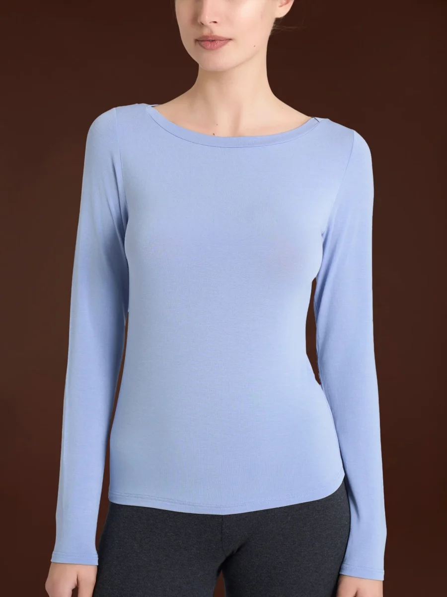 Maglietta con collo a barchetta in filato Tenderwool - Fluorite - immagine 2