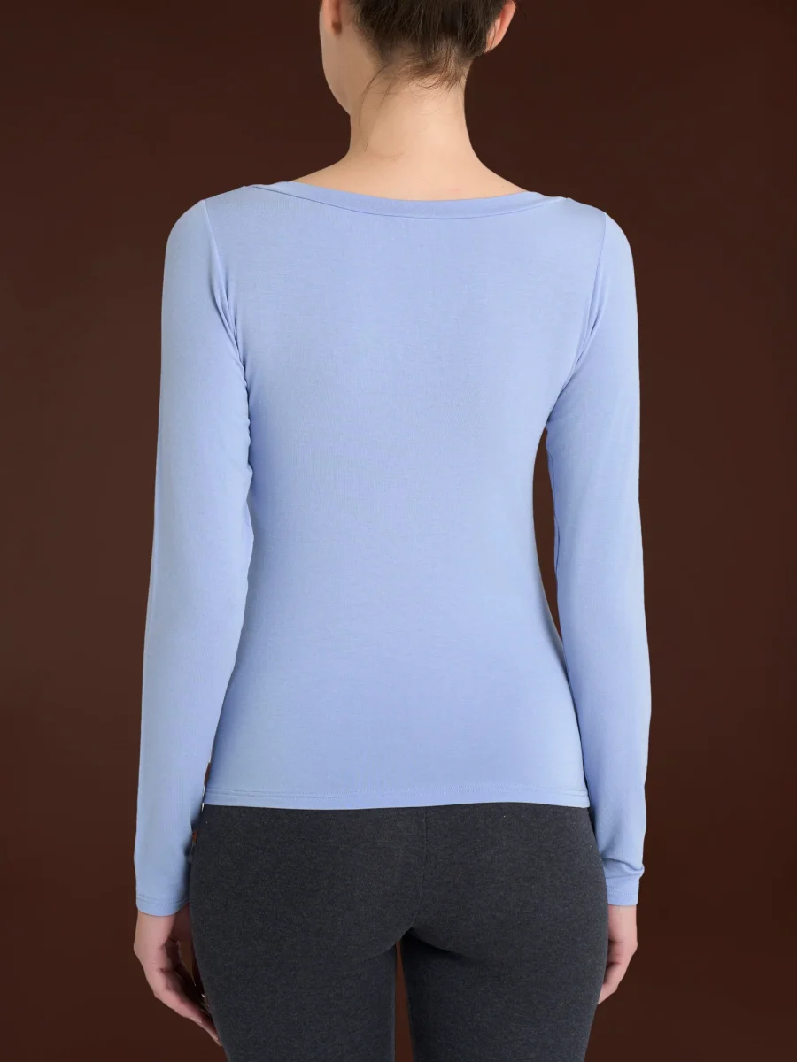 Maglietta con collo a barchetta in filato Tenderwool - Fluorite - immagine 3