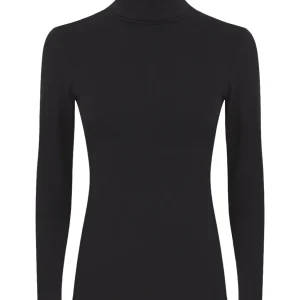 Maglietta con collo dolcevita in filato Tenderwool - Nero