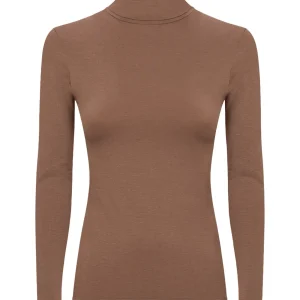 Maglietta con collo dolcevita in filato Tenderwool - Visone