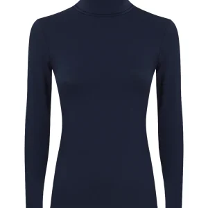 Maglietta con collo dolcevita in filato Tenderwool - Bleu