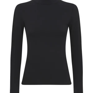 Maglietta con collo lupetto in filato Tenderwool - Nero