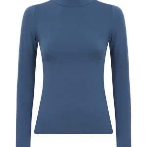 Maglietta con collo lupetto in filato Tenderwool - Real Teal