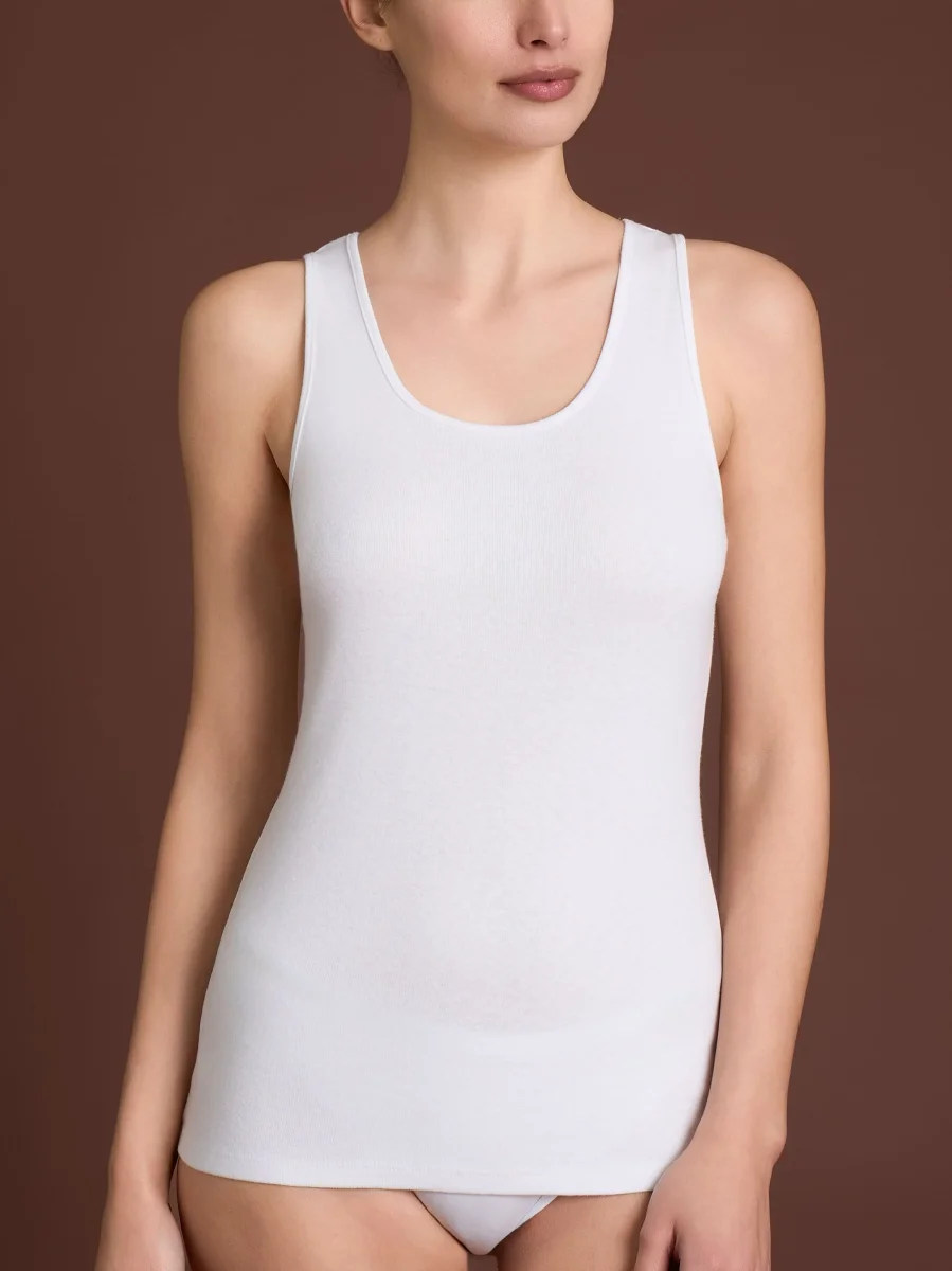 Thermo Cotton - Canottiera a spalla larga in caldo cotone - Bianco - immagine 2