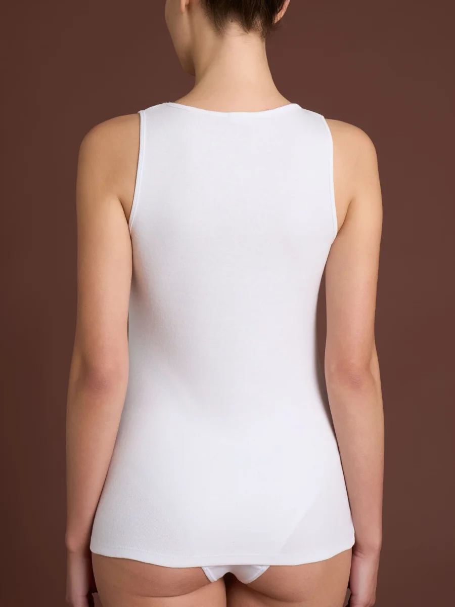 Thermo Cotton - Canottiera a spalla larga in caldo cotone - Bianco - immagine 3