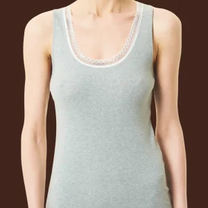 Thermo Cotton - Canottiera a spalla larga in caldo cotone  - Argento Mel.