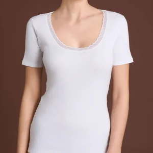 Thermo Cotton -Maglietta girocollo in caldo cotone  - Bianco