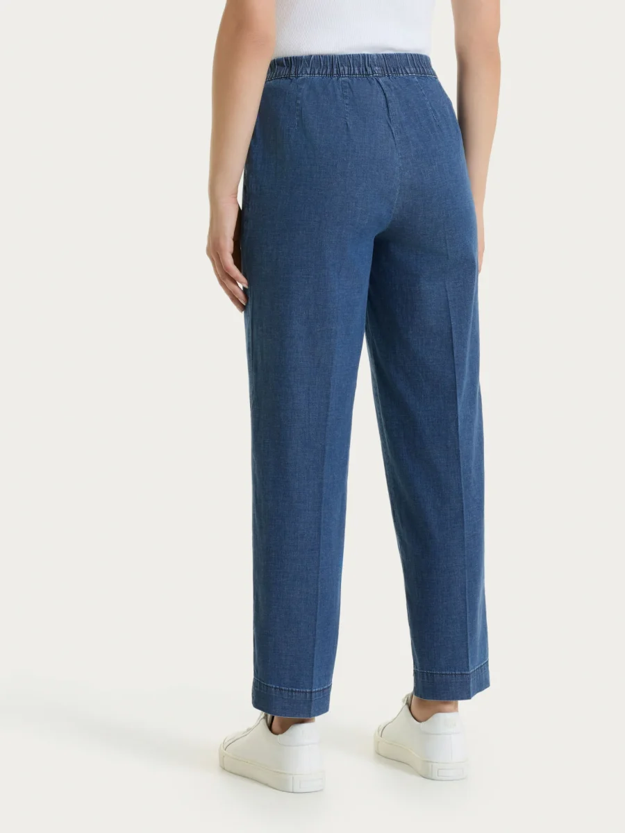 Jeans a gamba dritta con tasche in Super Light Denim - Indigo - immagine 3