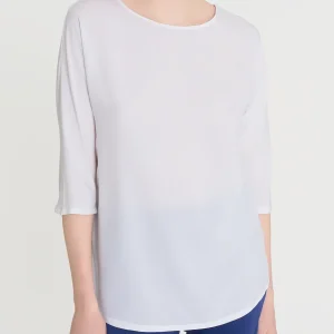 Maglietta con manica 3/4 kimono in Misto Viscosa - Bianco
