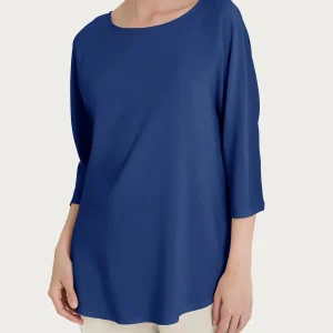 Maglietta con manica 3/4 kimono in Misto Viscosa - Blueberry