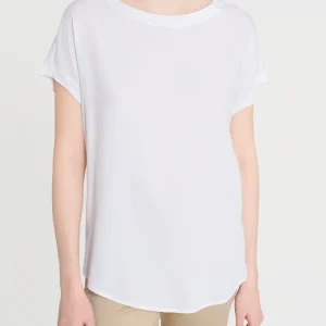 Maglietta con manica corta kimono in Misto Viscosa - Bianco