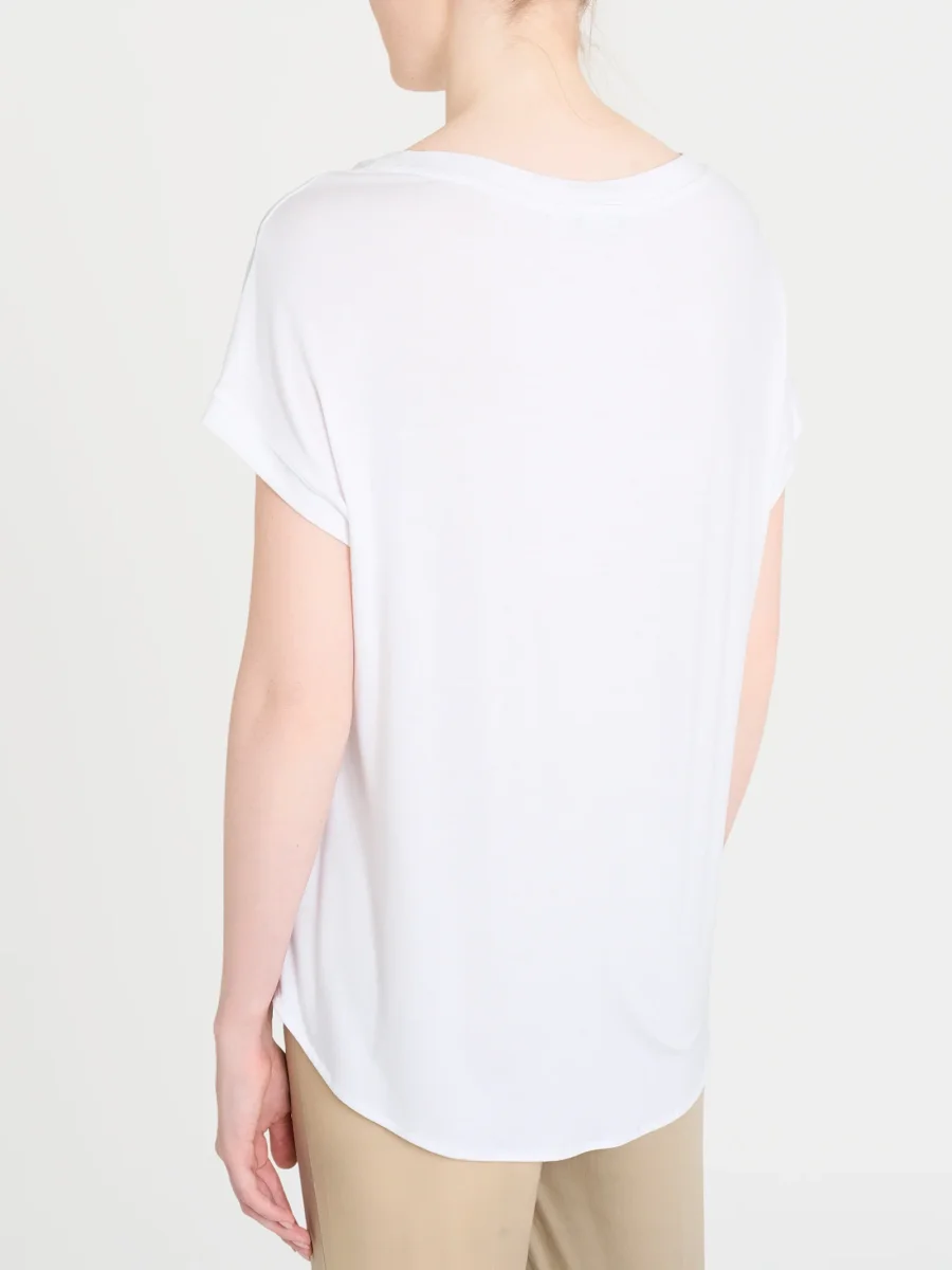 Maglietta con manica corta kimono in Misto Viscosa - Bianco - immagine 3