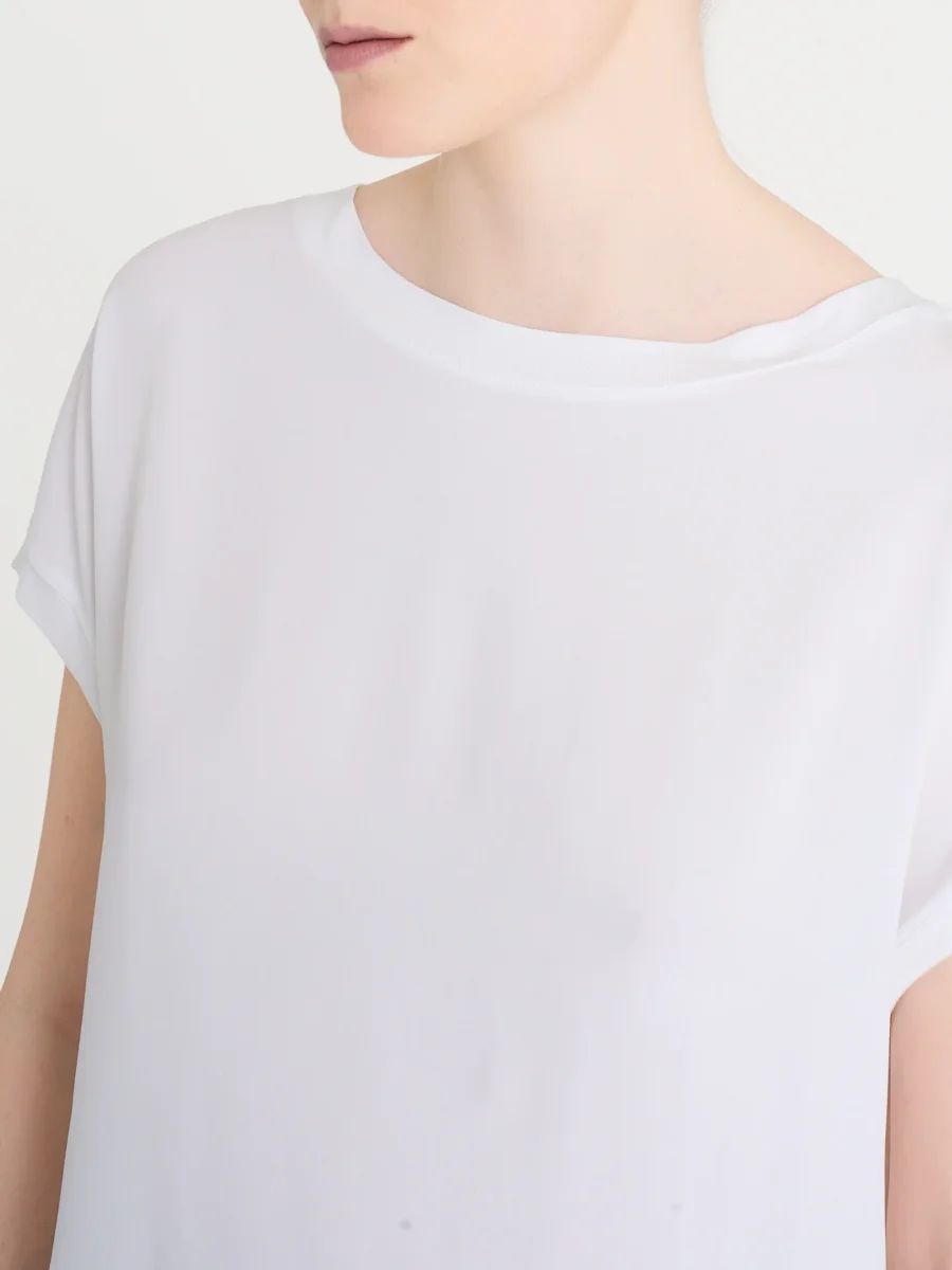 Maglietta con manica corta kimono in Misto Viscosa - Bianco - immagine 4