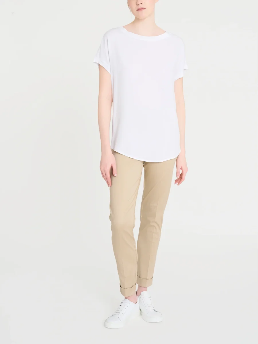 Maglietta con manica corta kimono in Misto Viscosa - Bianco - immagine 5