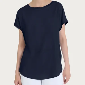 Maglietta con manica corta kimono in Misto Viscosa - Bleu