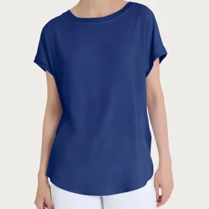 Maglietta con manica corta kimono in Misto Viscosa - Blueberry